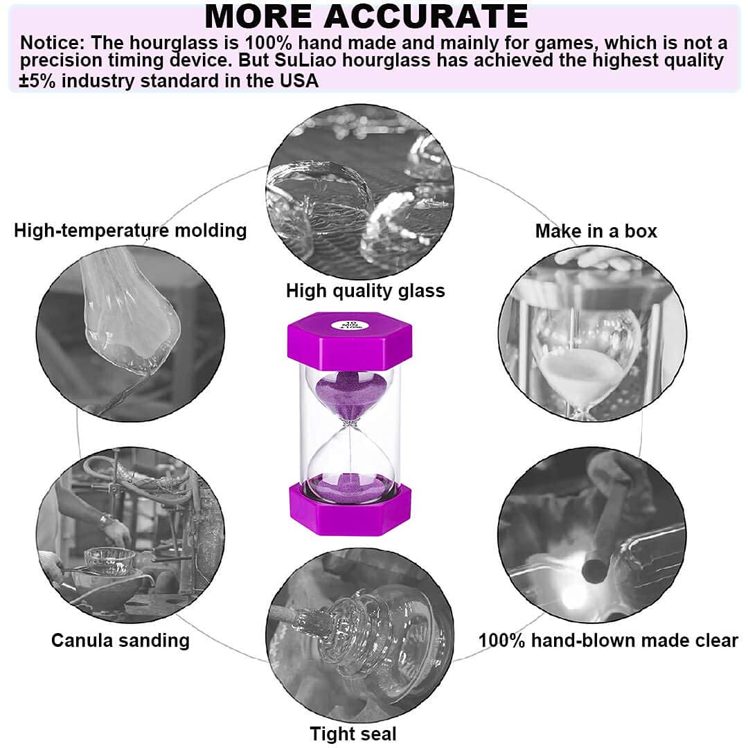 Sand Hourglass Timer 30 Minute: Plastic Sand Clock 30 Minutes, Small Purple Sand Watch 30 Min, Hour Glass Colorful Sandglass Tim